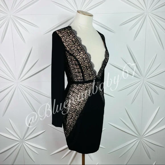 Misha Collection Little Black Dress In Black/Nude - Picture 12 of 16